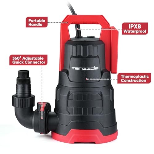 Tenzzola 1 HP Submersible Utility Water Pump for Pool Basement Garden Drainage