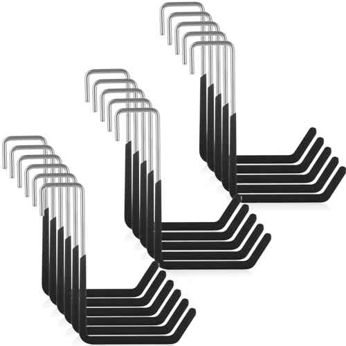 Acrux7 16 Pack Rafter Hooks Heavy Duty Rafter Hanger Vinyl Coated Large S Hooks for Hanging Ladder Bike Hangers Garage Storage Organizer (Black)