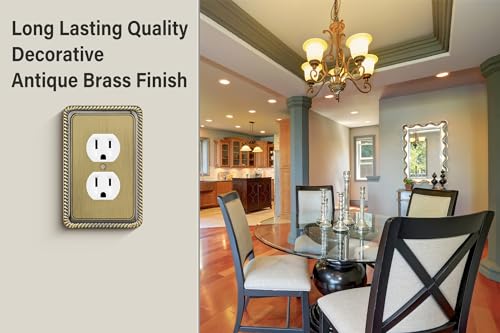 Henne Bery Single Duplex Antique Brass Wall Plate - 2 Pack Decorative Switch Cover