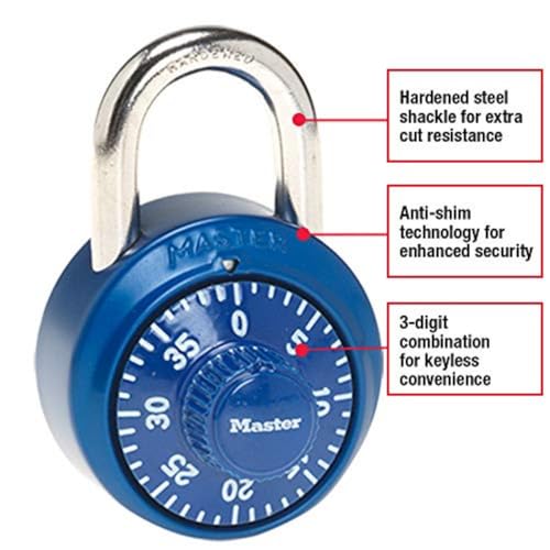 Master Lock 1530DCM Combination Padlock for Gym & School Lockers - Variety Color
