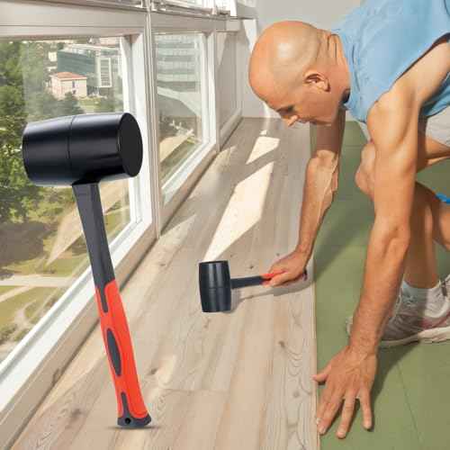 Rubber Mallet 16 oz, Durable Rubber Hammer Head with Fiberglass Handle, Great for Flooring, Tent Stakes, Camp Trips, Woodworking, DIY Projects Home Decoration and Soft Blow Tasks without Damage