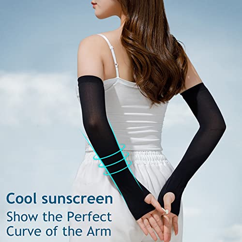 Sun Protection Arm Sleeves With Thumb Holes for Men Women,Cooling Compression UV Arm Cover,Outdoor Sports Sleeve Arm