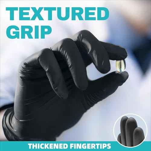 Beastek Black Disposable Nitrile Exam Gloves 100 Pcs 4Mil Chemical Resistant Powder-Free Latex-Free Food Safe Medical Cooking