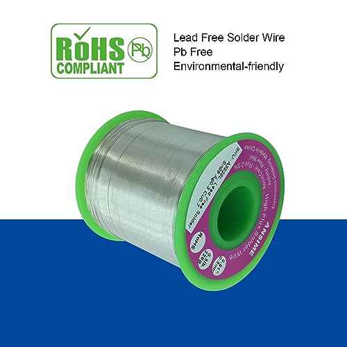 Fine Solder Lead Free Solder Wire Thin 0.3mm 0.01inch 0.5lb Rosin Core Flux Solder Wire Alloy Fine Electrical Soldering Wire Electronics Soldering RoHS Fast Melting Electric Solder
