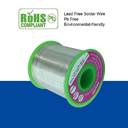 Fine Solder Lead Free Solder Wire Thin 0.3mm 0.01inch 0.5lb Rosin Core Flux Solder Wire Alloy Fine Electrical Soldering Wire Electronics Soldering RoHS Fast Melting Electric Solder