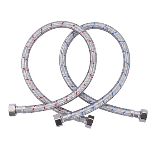 ARCORA 20-Inch Stainless Steel Faucet Supply Hose Connector 1/2 FIP x 1/2 FIP Pair
