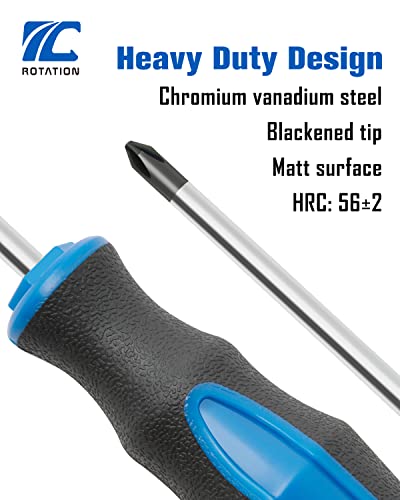 Rotation 6PC Magnetic Tip Screwdriver Set - Black Tip Matt, Phillips & Flat
