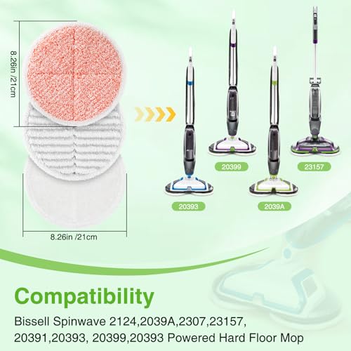 8 Pack Mop Pads Replacement for Bissell Spinwave 2124 Hard Floor Mop - Zeekech