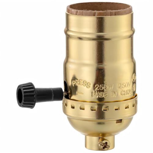 L&M 1 Way E26 Gold Lamp Socket Replacement with Turn Knob Switch