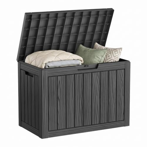 Black DRATO 60 Gallon Waterproof Lockable Outdoor Resin Storage Box