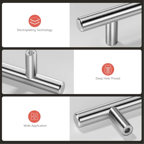 homdiy 3 Inch Brushed Nickel Cabinet Pulls 15 Pack Stainless Steel Handles for Kitchen & Bathroom Cabinets
