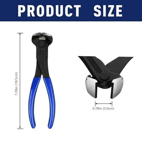 7 Inch Nail Puller, Blue, End Cutting Pliers, High Leverage End Cutting Nipper, Carpenters Pincers, End Snips for Pulling Nails or Cutting Wires