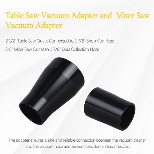 Table Saw Vacuum Adapter, Miter Saw Vacuum Adapter, for Dewalt Connecting 2 1/2" Table Saw Outlet Connected to 1 7/8" Shop Vac Hose, for 3/5" Miter Saw Outlet to 1 7/8" Dust Collection Hose