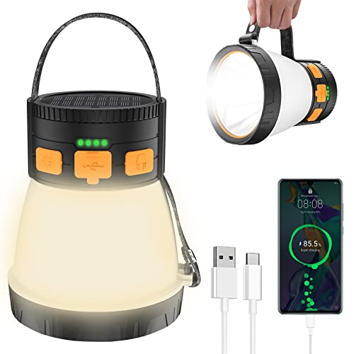 iToncs Rechargeable Camping Lantern 1500LM with 8 Lighting Modes, Orange & Black