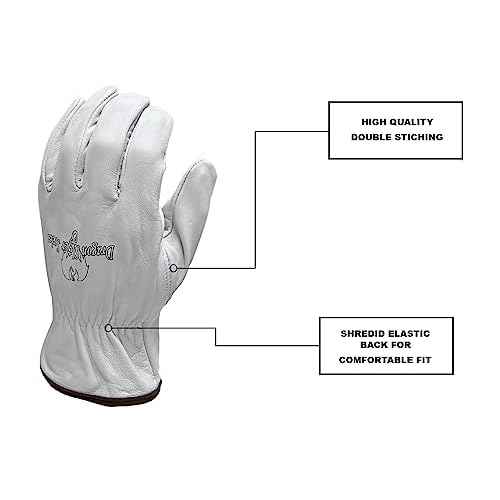 Strongarm Premium Goatskin Leather Welding & Work Gloves, for Welding, Construction, Industrial, Gardening, Mechanix, Driver