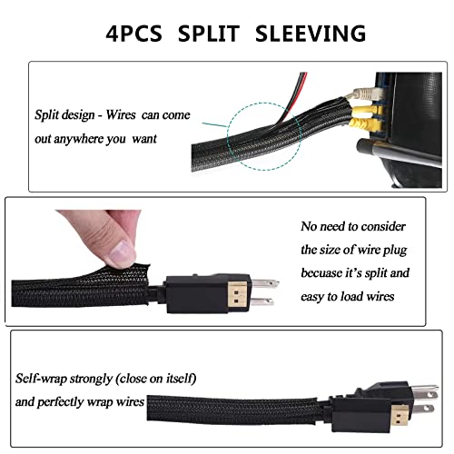 192 pcs Cable Management Kit with Wire Sleeves, Ties & Clips for Organizing Cables
