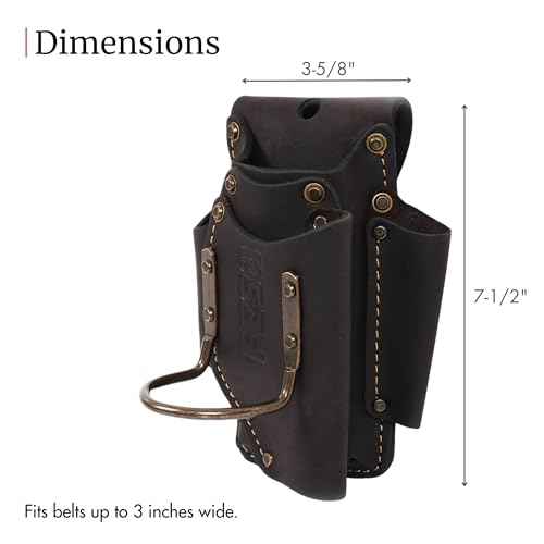 FESA Small Leather Tool Pouch - 5-in-1 Heavy Top Grain Leather Small Tool Pouch with a Steel Hammer Loop, 4 Pockets & Reinforced Heavy Duty Rivets - Fits Belts up to 3" - Handcrafted