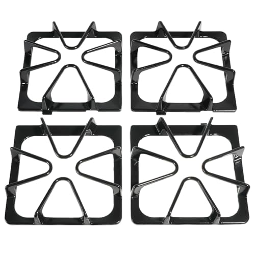 W10447925 4-Pack Burner Grates for Whirlpool Gas Stove - Porcelain Enamel Cast Iron, Heavy-Duty Replacement