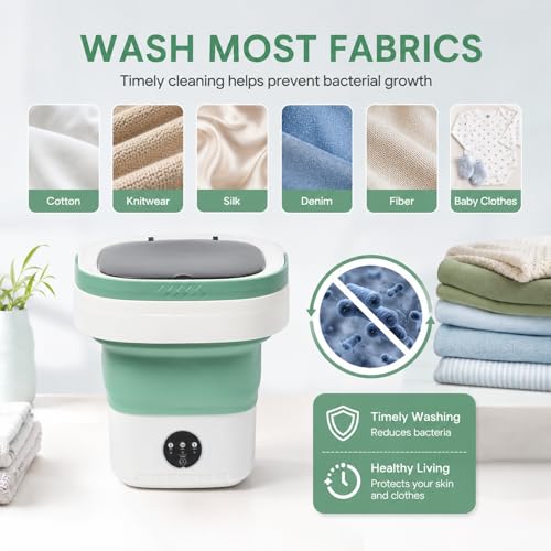 PXNTLA Green Portable Foldable 16L Mini Washing Machine with 3 Modes