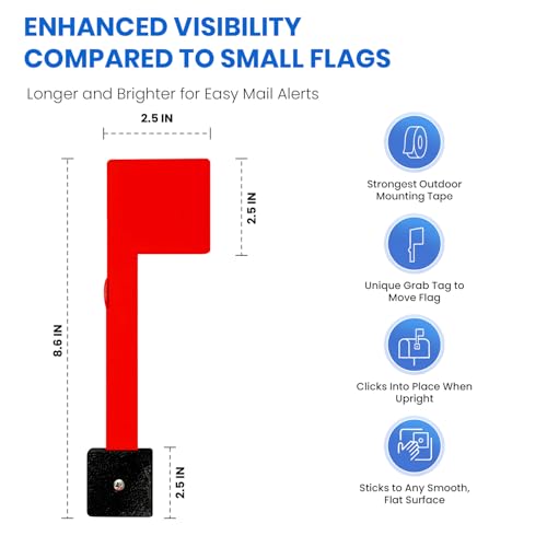 MCCHJoy Mailbox Flag Replacement - No Tools Needed, Includes Optional Screws, Post Mount Option