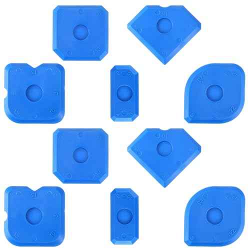 10 PCS Silicone Caulking Tool Set, Sealant Finishing Tool, Caulk Remover Tool, Portable Sealant Scraper, Reuse Grout Scraper for Kitchen Bathroom Floor Window Sealant Sealing Sink (Blue)