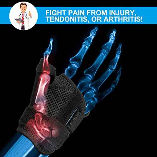 Thumb Brace - Carpal Tunnel Wrist Brace Relief and Tendinitis Arthritis Sprained, Thumb Spica Splint Wrist Support to Help Sleep, Treat Trigger Finger Splint Sprained Relieve Pain - Fit Left and Right Hands