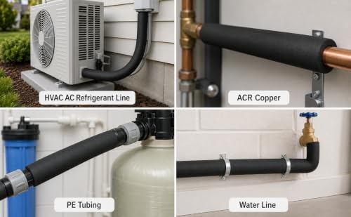 CARGEN 3/4" ID Foam Pipe Insulation for 3/4" OD HVAC AC Refrigerant Lines - 6ft Variation