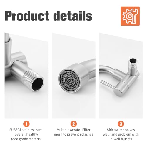 Totalize Brushed Nickel Wall Mount Cold Faucet for Kitchen & Utility Sinks