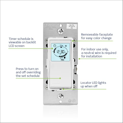 Leviton VPT24-1PZ Programmable Astronomical Timer Switch 1 Pack, Neutral Required