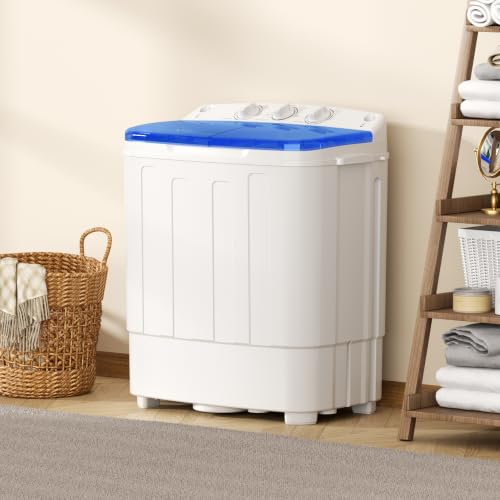INTERGREAT 18lbs Blue Portable Twin Tub Washing Machine with Spin Dryer