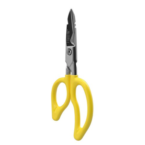 Klein Tools 26001 Electrician Scissors, Made in USA, 6.75-Inch All-Purpose Heavy-Duty Snips, Cable Cutting Notch, Serrated Blades, Deburr Notch, Wire Stripper