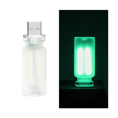 FALVFUN USB LED Car Interior Atmosphere Lamp, 5V Mini Retro Bottle Ambient Touch Control Decoration Night Light, Portable Plug-in Automotive Decoration Night Lamps, Universal Fit (Green)
