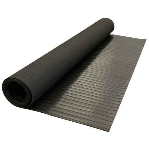 Rubber-Cal 03_167_W_WR_06 Wide Rib Corrugated Rubber Floor Mat, 1/8" Thick x 3' x 6' Roll, Black