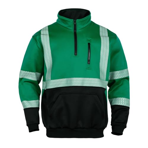 FONIRRA High Visibility Reflective Hoodies for Men Cold Weather Zip Safety Sweatshirts ANSI Class 3 Hi Vis Work Construction Jackets