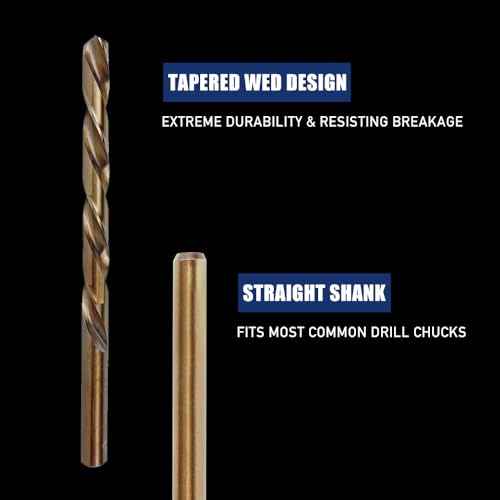 12pcs 1/8" Cobalt Drill Bits, M35 Jobber Drill Bits Set for Metal, Stainless Steel, Cast Iron, Wood, Plastic, Fully Ground from Pro Edge Technology