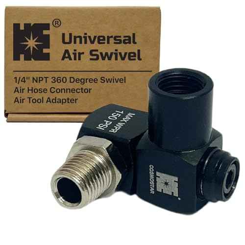 Cosmostar Universal 1/4" NPT 360 Degree Swivel Air Hose Connector Industrial Swivel Air Fittings Air Tool Adapter