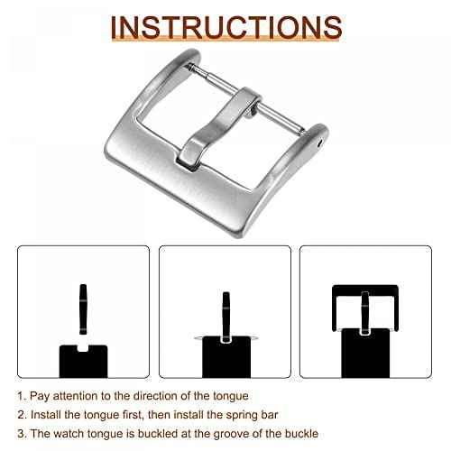 uxcell 2 Pcs Watch Strap Clasp Replacement, Brushed Stainless Steel Broadside Type Buckle, for 18mm Width Watch Bands