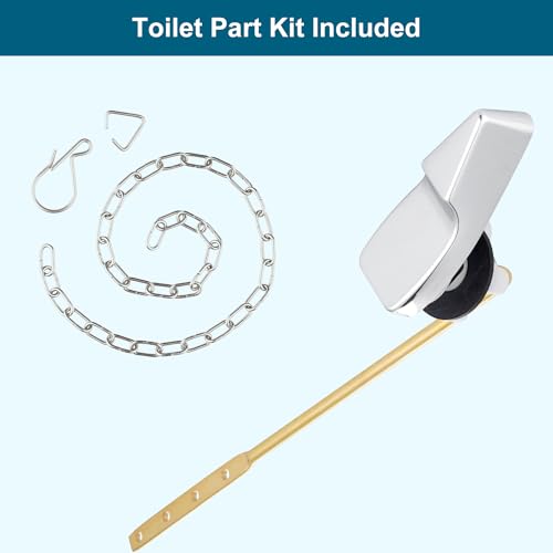 Hygie Rinse Universal Front Mount Metal Toilet Handle Replacement Kit with Chrome Finish & Circle Flapper Chain