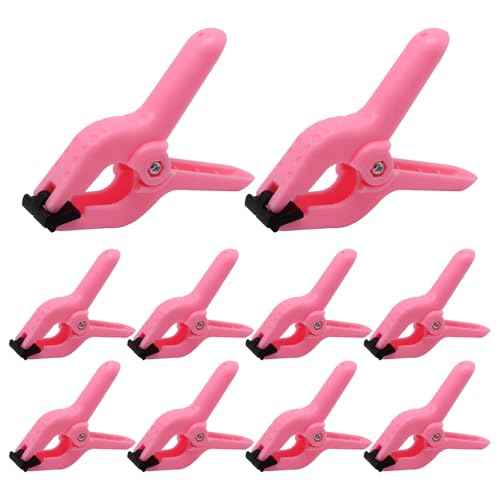 10Pcs Pink Plastic Spring Clamps 4 Inch Heavy Duty Clips for Woodworking Backdrop Stand Balloon Arch