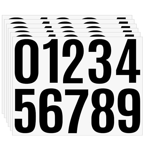 YTPZCL Black 4 Inch Vinyl House Number Stickers - Self-Adhesive Outdoor Labels, Waterproof & Durable, 6 Sheets