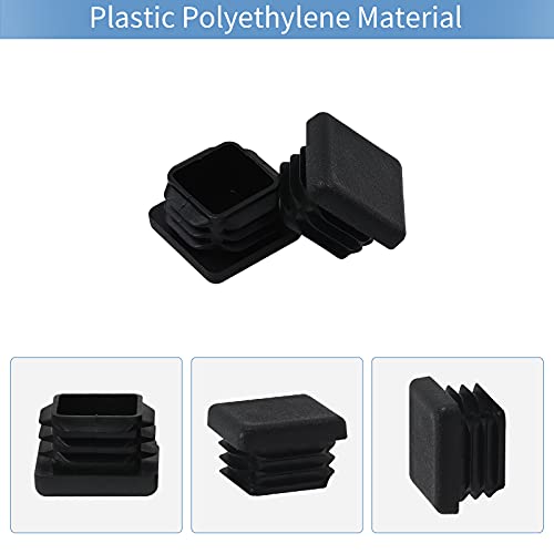 WZB 1x1 Square Tube End Caps 12 Pack - Plastic Fence Post & Chair Glides
