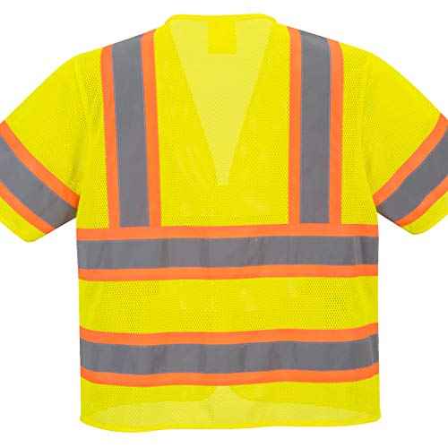 Portwest Augusta Sleeved Hi-Vis Vest Visibility Reflective Safety Security Work Top ANSI 3, Yellow, Small