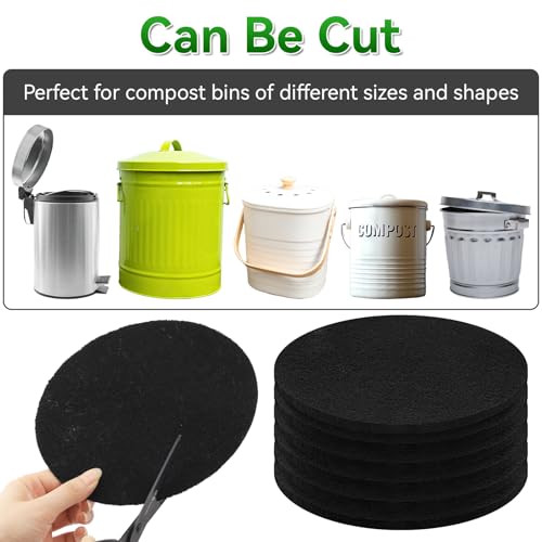 12 Pack 6.7 Inch Charcoal Filter for Kitchen Compost Bin Countertop Bucket