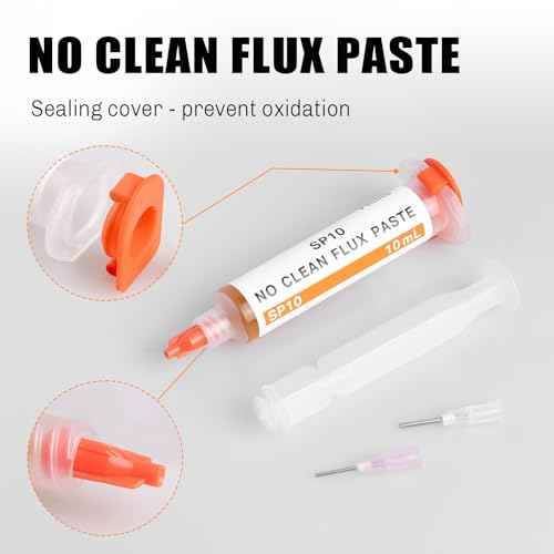 TOWOT No-Clean Solder Paste,Soldering Flux for Electronics, 10 ml, Pneumatic Dispenser with Plunger & Dispensing Tip