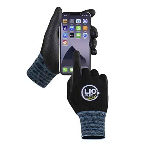 Safety Work Gloves with Touchscreen Fingers, 3 Pairs Thin & Lightweight Working Gloves, Ideal for Warehouse Workers, Delivery Drivers, Nitrile Foam Coated Grip Gloves for Women and Men (Black, M)