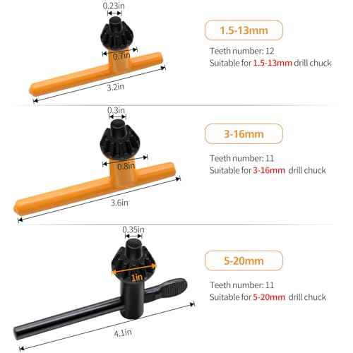 Drill Chuck Key Wrench, 6 Sizes Drill Press Clamping Wrench Chuck Press Wrench Key