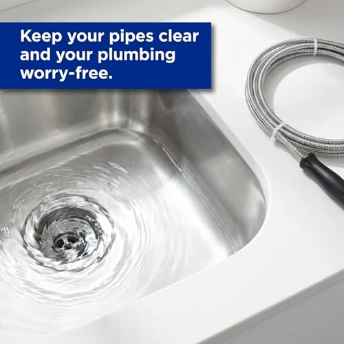 10ft Metal Drain Snake for Sink, Shower & AC Line Clog Removal
