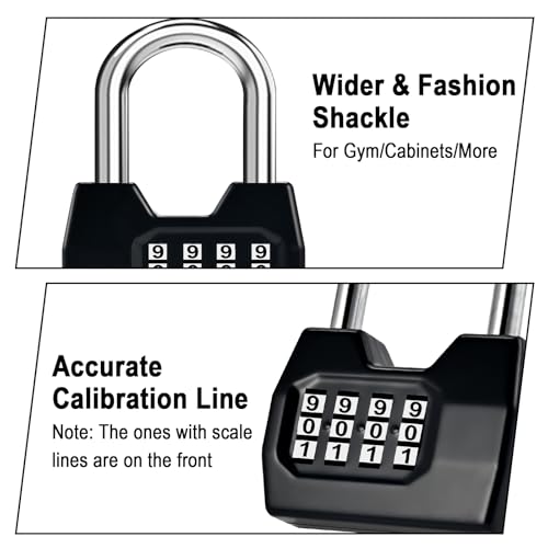 4 Pack Combination Lock, 4-Digit Fashion Combo Lock, Combination Padlock Waterproof Outdoor Gate Locks for Fence, Locker, Sheds, Gym, Shed, Storage Unit, Gate Hasps, School