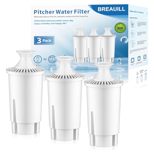 BREAUILL Classic Water Filter Replacement for Brita Pitchers - 3 Pack
