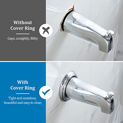 Enhon Chrome Metal Tub Spout Cover Ring with Foam Gasket - Fits Most Standard Spouts